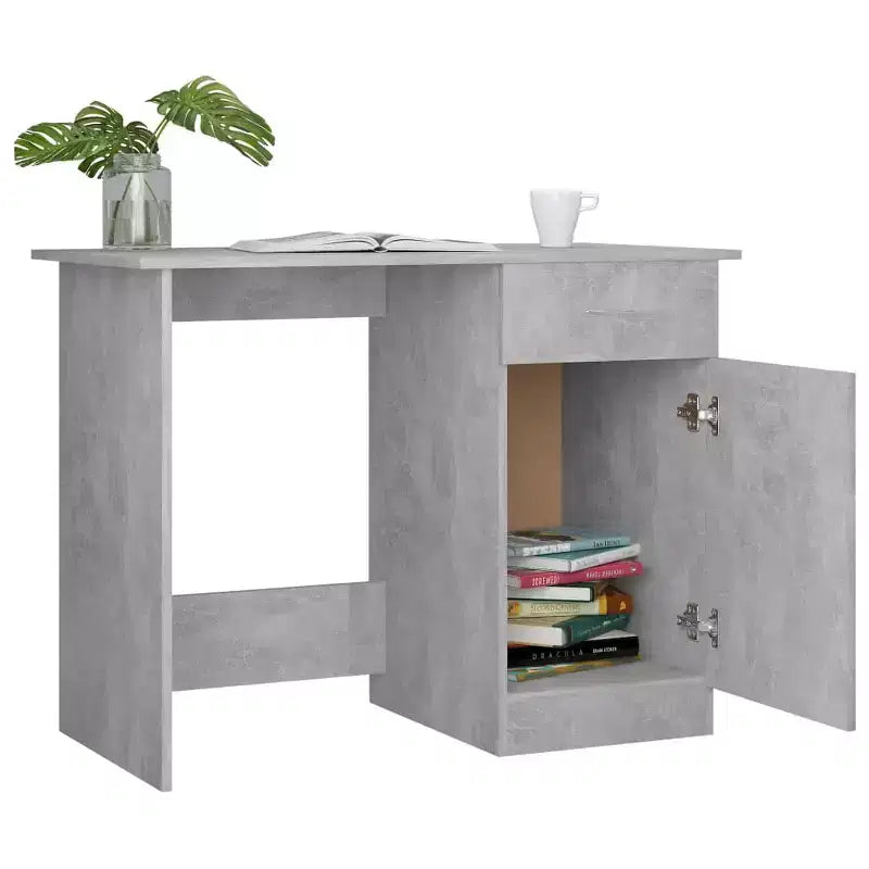Scrivania Standard Rettangolare in Legno Ingegnerizzato Grigio Cemento