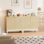 Grande credenza a buffet con contenitore, mobile da bar moderno scanalato da 120 cm con 3 cassetti e 2 ante per sala da pranzo, soggiorno, corridoio