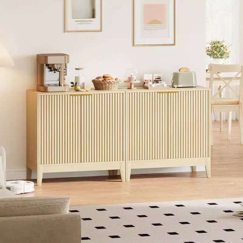 Grande credenza a buffet con contenitore, mobile da bar moderno scanalato da 120 cm con 3 cassetti e 2 ante per sala da pranzo, soggiorno, corridoio