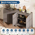 Grande credenza a buffet con contenitore, mobile da bar moderno scanalato da 120 cm con 3 cassetti e 2 ante per sala da pranzo, soggiorno, corridoio