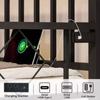 AMERLIFE Divano Letto Singolo con Stazione di Ricarica e Luci a LED, Divano Letto con Letto Estraibile per Soggiorno, Camera da Letto, Camera degli Ospiti