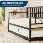 AMERLIFE Divano Letto Singolo con Stazione di Ricarica e Luci a LED, Divano Letto con Letto Estraibile per Soggiorno, Camera da Letto, Camera degli Ospiti