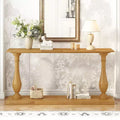 Okak 63IN Vintage Entryway Table with Pine Veneer, Console Table with Elegant Tapered Legs and Open Shelf, Hallway Table for Living Room, Natural