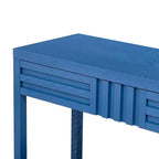 Okak 51.3IN Tavolo Consolle Moderno con Impiallacciatura in Frassino e Design a Strisce, Tavolo da Ingresso con 2 Cassetti, Tavolo da Corridoio per Soggiorno, Ingresso, Blu Navy