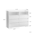 Comò bianco con 6 cassetti, Cassettiera ampia in legno per camera da letto, Mobile contenitore alto, Organizzatore moderno e minimalista per armadio o soggiorno