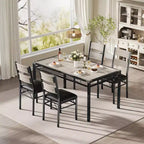 Set tavolo da pranzo per 4 persone con protezione angolare, set tavolo e sedie da cucina in legno da 4 con sedie imbottite per appartamento, grigio