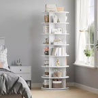 White 7-Tier Rotating Shoe Rack C 360 Spinning Organizer for Entryway/Living Room (Free-Standing Carousel Design)