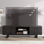 Mobile TV industriale COZONY con 2 cassetti, mobile porta TV in legno naturale con gambe robuste per soggiorno