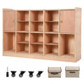 1 Set of Plywood Coat and Hat Lockers (Model: CL-015) with Doors and Twelve Compartments