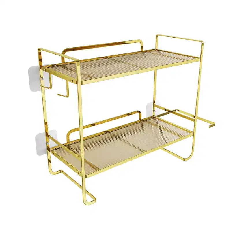 Mensola portaoggetti da bagno sopra il WC, organizer da bagno a 2 ripiani con portarotolo e 2 ganci, mensola organizer da parete dietro il WC