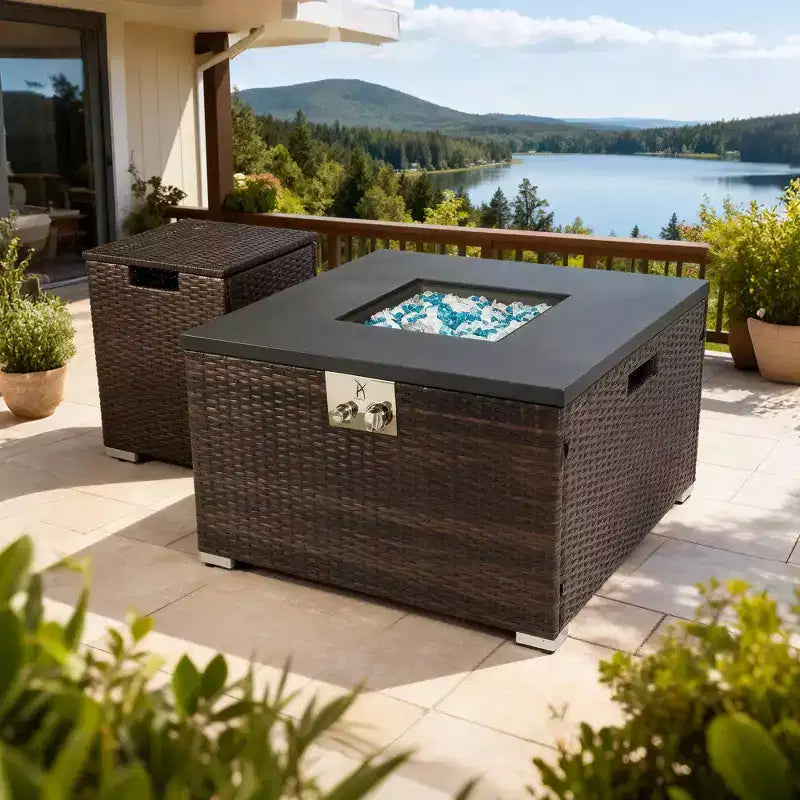Copertura in Rattan per Bombola di Propano, Copertura in Vimini per Bombola del Gas da Esterno, Tavolino Robusto per Nascondere la Bombola del Gas per Giardino, Terrazza, Cortile