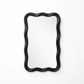 LuxenHome Modern Black MDF Wood Wavy Rectangle Wall Mirror, 35.4 H x 21.65 W Home Decor
