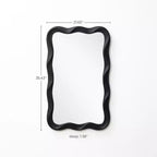LuxenHome Specchio da parete rettangolare ondulato moderno in MDF nero, 35,4 A x 21,65 L, decorazione per la casa