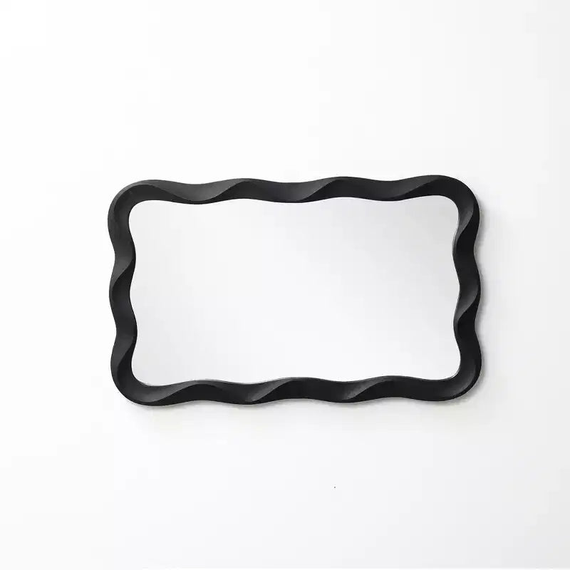 LuxenHome Specchio da parete rettangolare ondulato moderno in MDF nero, 35,4 A x 21,65 L, decorazione per la casa