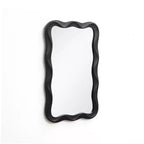 LuxenHome Specchio da parete rettangolare ondulato moderno in MDF nero, 35,4 A x 21,65 L, decorazione per la casa