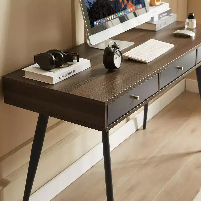 Scrivania moderna Okak 47.24IN con design minimalista, scrivania per computer con 1 cassetto e 2 ripiani, piccola scrivania per casa, ufficio