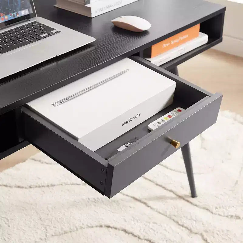Scrivania moderna Okak 47.24IN con design minimalista, scrivania per computer con 1 cassetto e 2 ripiani, piccola scrivania per casa, ufficio