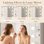Garvee Toeletta Trucco con Specchio e 12 Luci LED, Tavolo da Trucco Moderno con Portaphon e Sgabello per Camera da Letto