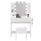 Garvee Toeletta Trucco con Specchio e 12 Luci LED, Tavolo da Trucco Moderno con Portaphon e Sgabello per Camera da Letto