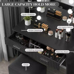 Garvee Toeletta Trucco con Specchio e 12 Luci LED, Tavolo da Trucco Moderno con Portaphon e Sgabello per Camera da Letto