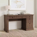 Home Desk Storage with Recesses, 54 Inch Modern Executive Desk, Wooden Writing Desk with File Drawer for Study Room