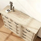Cassettiera rustica a 9 cassetti, con ampio spazio di archiviazione, effetto legno massiccio e maniglie in metallo, per camera da letto