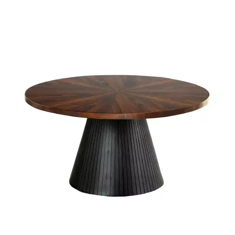 Tavolino da Caffè Ovale Contemporaneo GDFStudio Giulia con Base a Tamburo in Legno