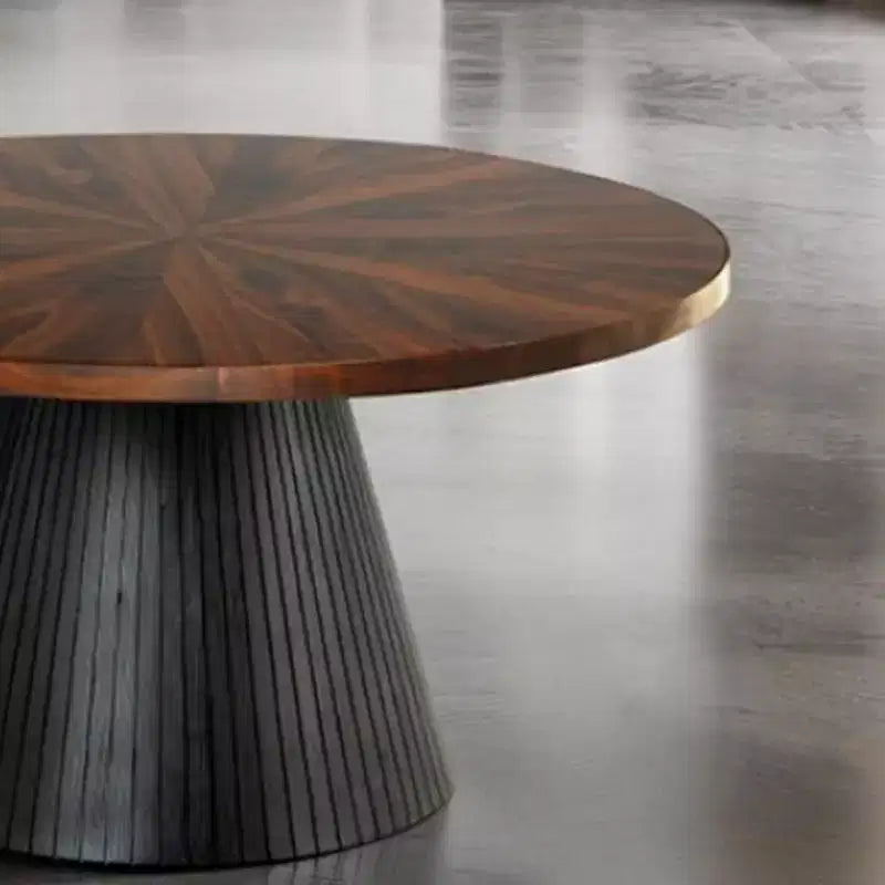 Tavolino da Caffè Ovale Contemporaneo GDFStudio Giulia con Base a Tamburo in Legno