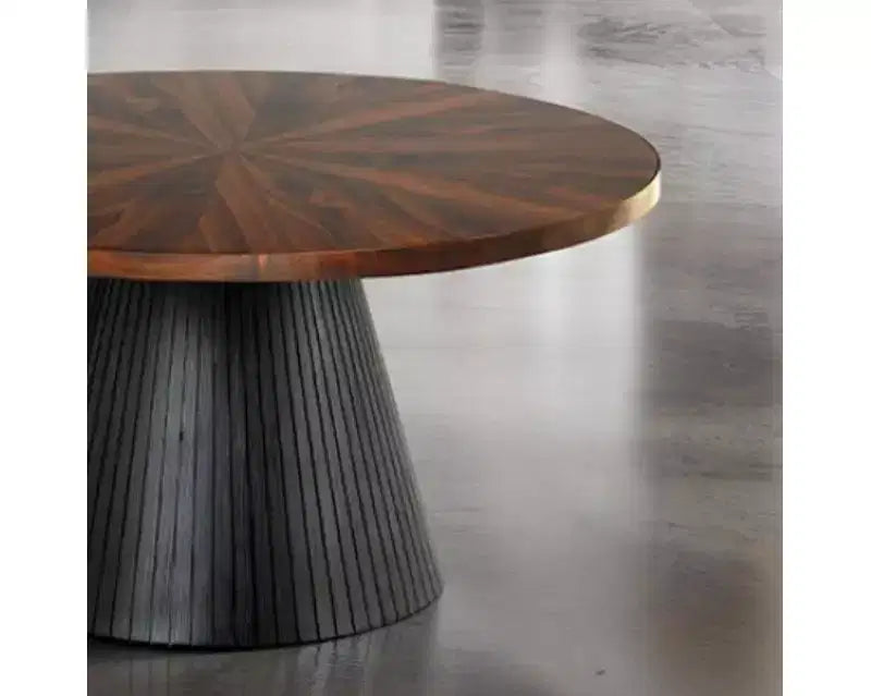 Tavolino da Caffè Ovale Contemporaneo GDFStudio Giulia con Base a Tamburo in Legno