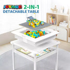 Tavolo attività per bambini JOYMOR, tavolo da gioco 2 in 1 staccabile con contenitore, tavolo da costruzione per bambini adatto a maschi e femmine, grigio e bianco