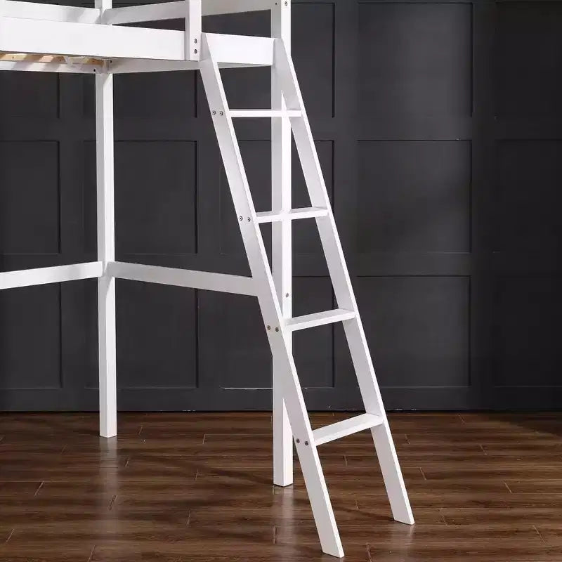 JOYMOR Struttura Letto a Soppalco Alto Singolo in Legno per Bambini, Ragazzi, Adolescenti, Adulti, Nessuna Rete a Molle Necessaria, Bianco