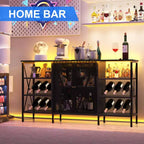 TruAIR Mobile bar da cucina in stile rustico con luci a LED, credenza industriale per caffè con portabottiglie e portabicchieri