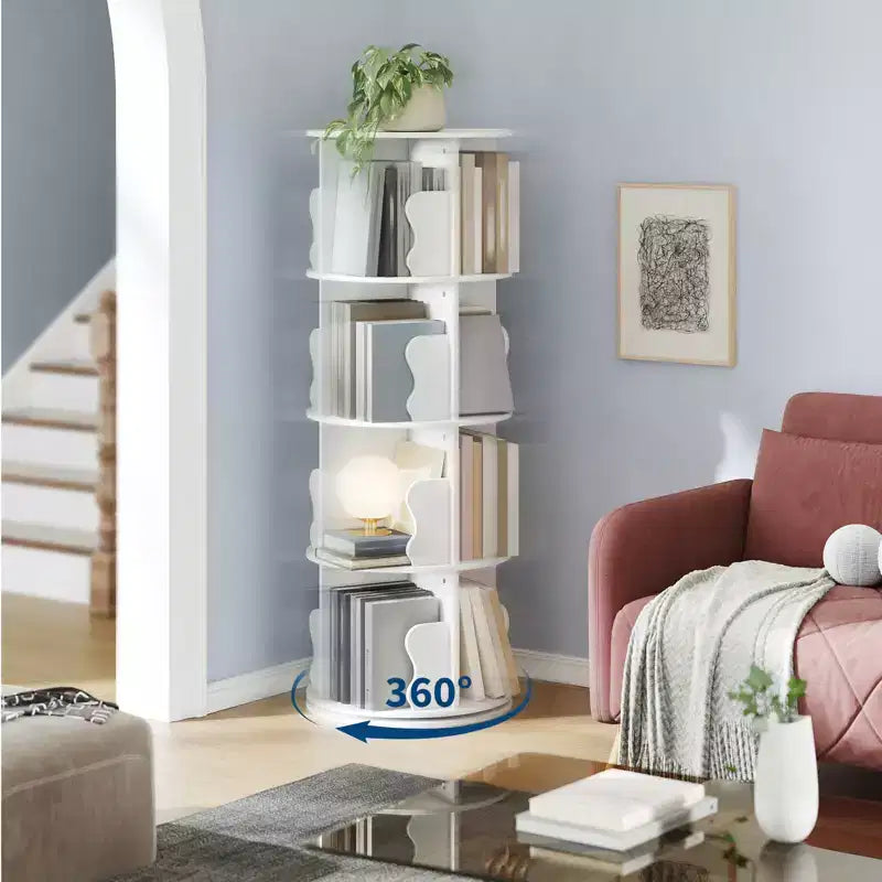 Scaffale girevole a 4 livelli, libreria girevole a 360°, ripiano portaoggetti multistrato, adatto per soggiorno, studio e camera da letto
