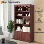 Libreria a 5 Ripiani con Ante, Scaffale Moderno Bianco da 160 cm con Armadietti, Espositore in Legno per Camera da Letto, Soggiorno, Ufficio