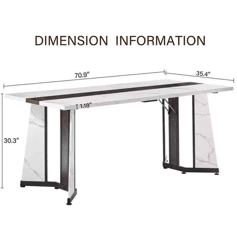 Tavolo da pranzo rettangolare Okak da 180 cm per 8 persone, tavolo da cucina impermeabile con gambe regolabili, tavolo da pranzo per cucina, ufficio