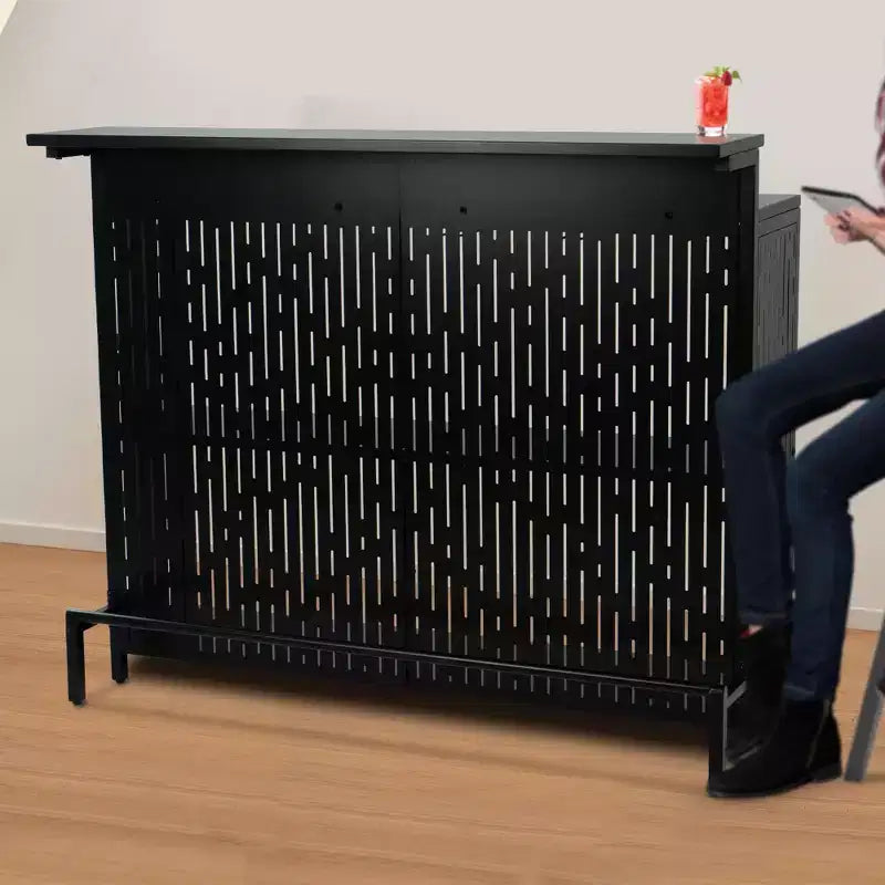 Banconi da Bar Interni con Mobile Contenitore e Scaffali - Mobile Bar Nero per l'Organizzazione e il Contenimento della Cucina con Scaffali