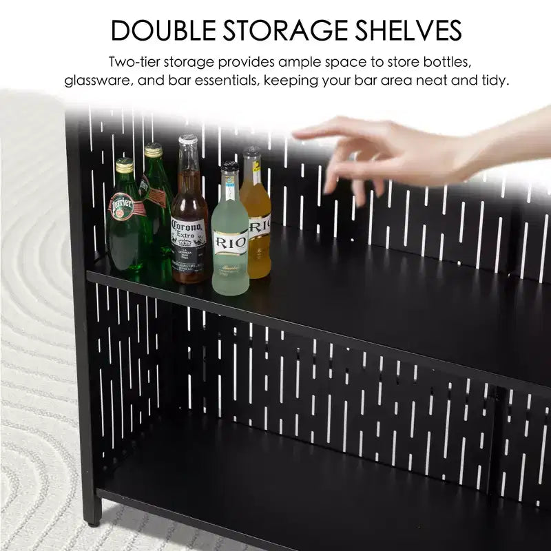 Banconi da Bar Interni con Mobile Contenitore e Scaffali - Mobile Bar Nero per l'Organizzazione e il Contenimento della Cucina con Scaffali
