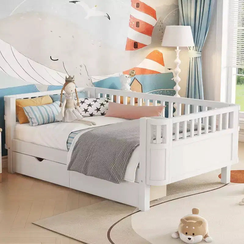 Whisen Letto a piattaforma singolo in legno moderno ed elegante con sponde per bambini e bambine