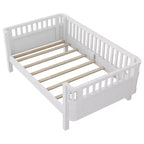 Whisen Letto a piattaforma singolo in legno moderno ed elegante con sponde per bambini e bambine