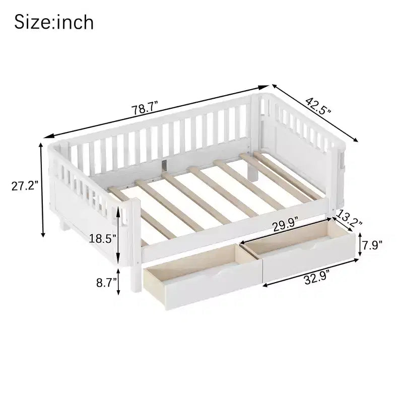 Whisen Letto a piattaforma singolo in legno moderno ed elegante con sponde per bambini e bambine