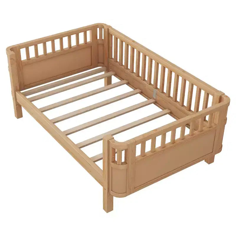 Whisen Letto a piattaforma singolo in legno moderno ed elegante con sponde per bambini e bambine