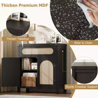 Mobiletto in Rattan con Ante e Cassetto, Credenza Boho, Buffet, Tavolino Consolle, Mobile Bar per Ingresso, Soggiorno,