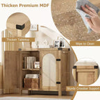 Mobiletto in Rattan con Ante e Cassetto, Credenza Boho, Buffet, Tavolino Consolle, Mobile Bar per Ingresso, Soggiorno,