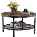 VINGLI Round Coffee Tables Living Room, 31.5 Wooden Coffee Table with Storage
