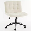 Furniliving Swivel Task and Office Chair, Faux Shearling
