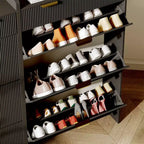 Brafab Scarpiera con 3 Cassetti a Ribalta e 2 Cassetti Piccoli, Organizzatore di Scarpe Sottile per Ingresso con Ante a Pannelli Scanalati per Scarpe da Ginnastica