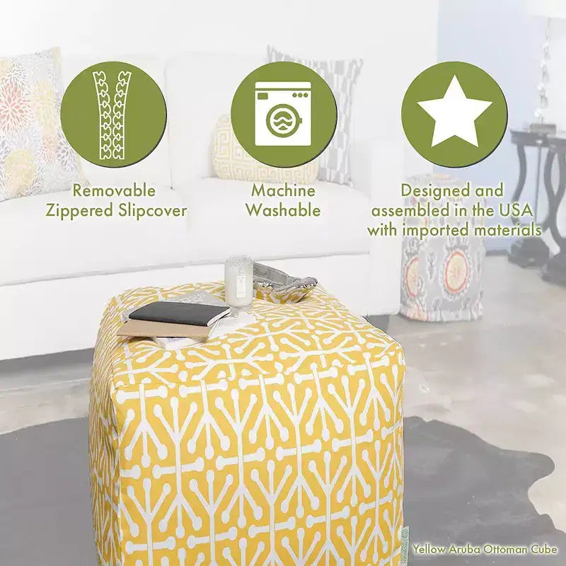 Majestic Home Goods,Pouf cubo in finta pelle scamosciata