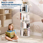 Libreria Rotante in Legno, Scaffale a 4 Livelli con Display a 360 Gradi, Organizzatore Multifunzionale per Soggiorno e Camera da Letto
