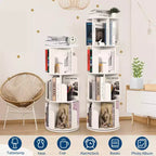 Libreria Rotante in Legno, Scaffale a 4 Livelli con Display a 360 Gradi, Organizzatore Multifunzionale per Soggiorno e Camera da Letto