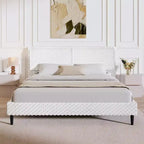 Telaio letto imbottito Queen/King Size con morbida testiera, struttura letto a piattaforma in legno per camera da letto - ModernLuxe